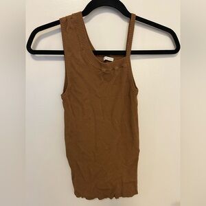 PETER DO Tan Ribbed Knit Top